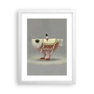 Plakat w białej ramie - Ryboński jeździec - 30x40 cm