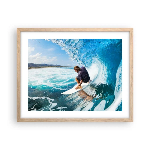 Plakat w ramie jasny dąb - Tańczący z falami - 50x40 cm