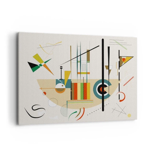 Obraz na płótnie - Kolorowa abstrakcja z geometrycznymi kształtami - 100x70cm - I świat się śmieje - Nowoczesna dekoracja ścienna do salonu, kuchni i sypialni ARTTOR