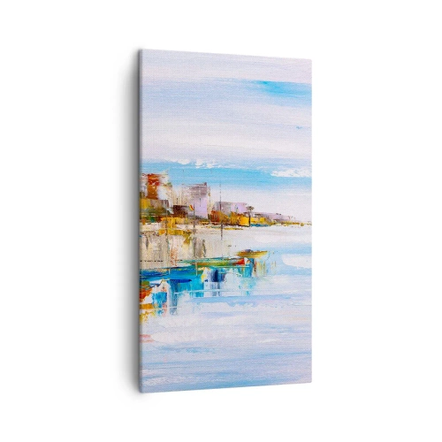 Obraz na płótnie - Wielobarwna miejska przystań - 45x80 cm