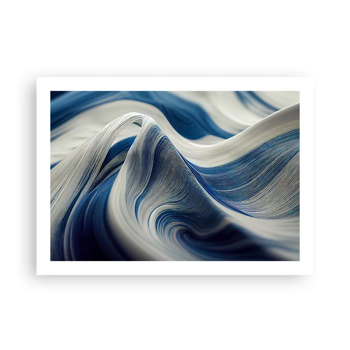 Plakat - Płynność błękitu i bieli - 70x50 cm