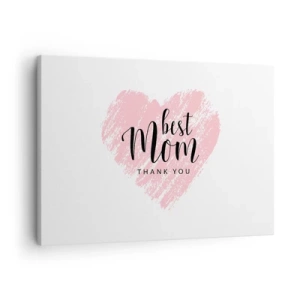 Obraz na płótnie - Różowe serce z napisem Best Mom Thank You na białym tle - 70x50cm - Zawsze odpowiedni moment - Nowoczesna dekoracja ścienna do salonu i sypialni ARTTOR