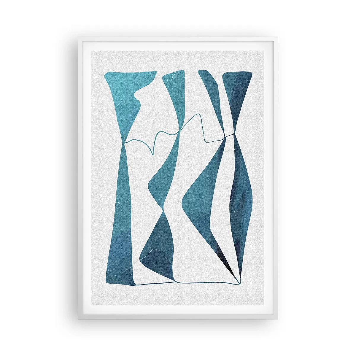 Plakat w białej ramie - Abstrakcja: turkusowy związek - 70x100 cm