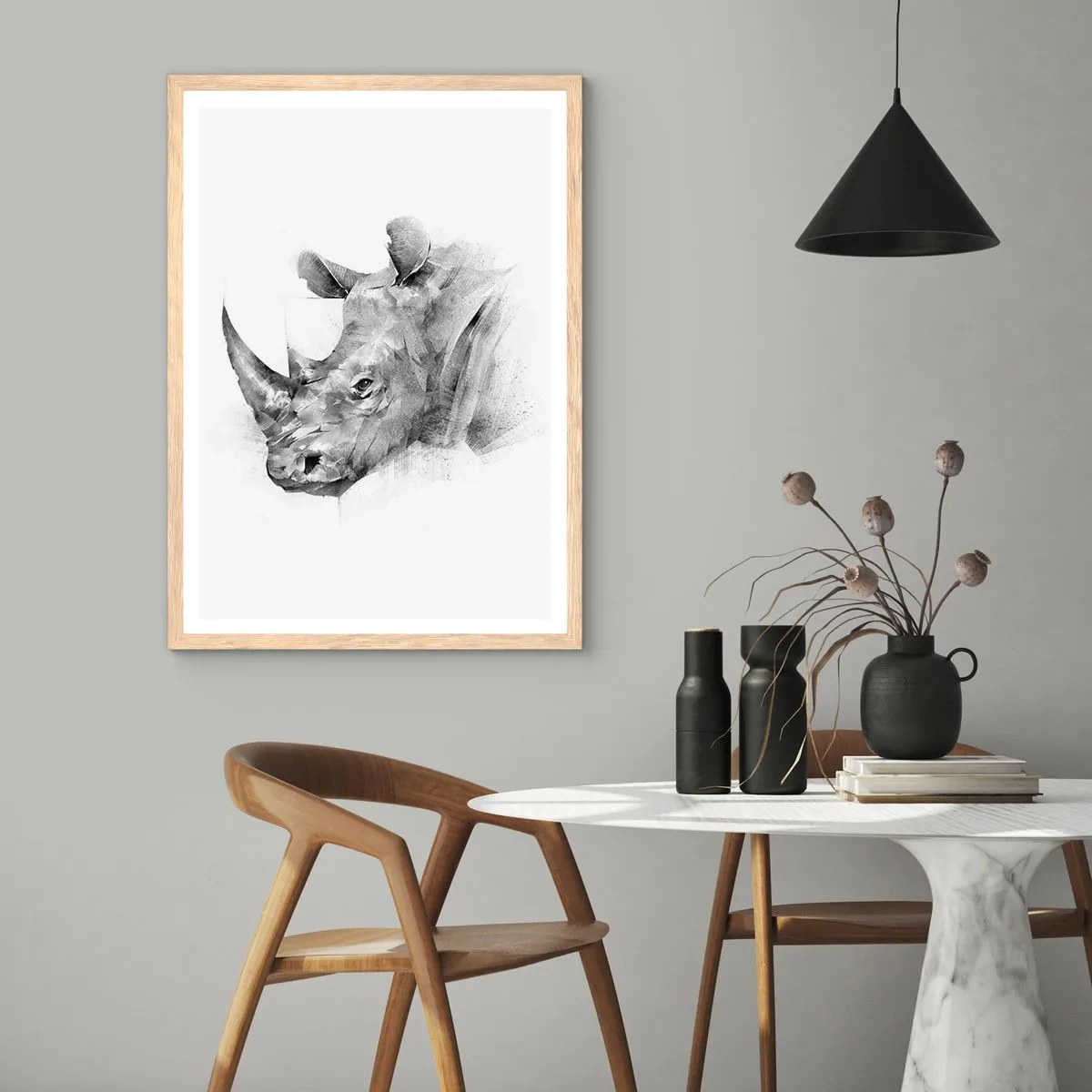 Plakat w ramie jasny dąb - Afrykański portret - 50x70 cm