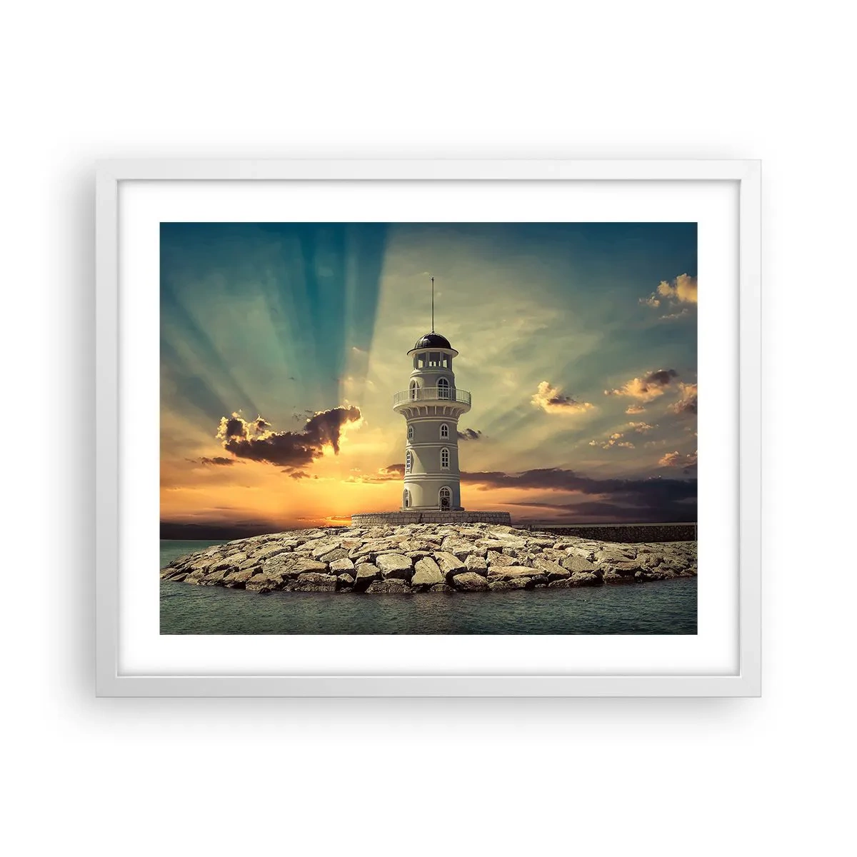 Plakat w białej ramie - Światło - Dobro - Piękno - 50x40 cm