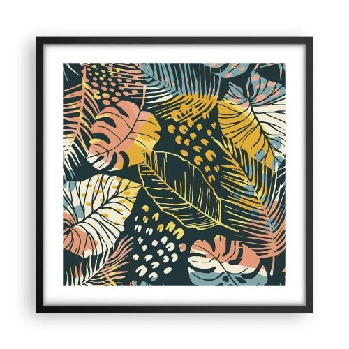 Plakat w czarnej ramie - Liściasta fantazja - 50x50 cm