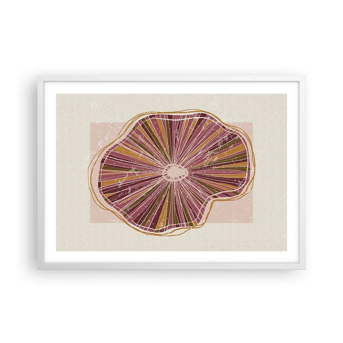 Plakat w białej ramie - Abstrakcja promienista - 70x50 cm