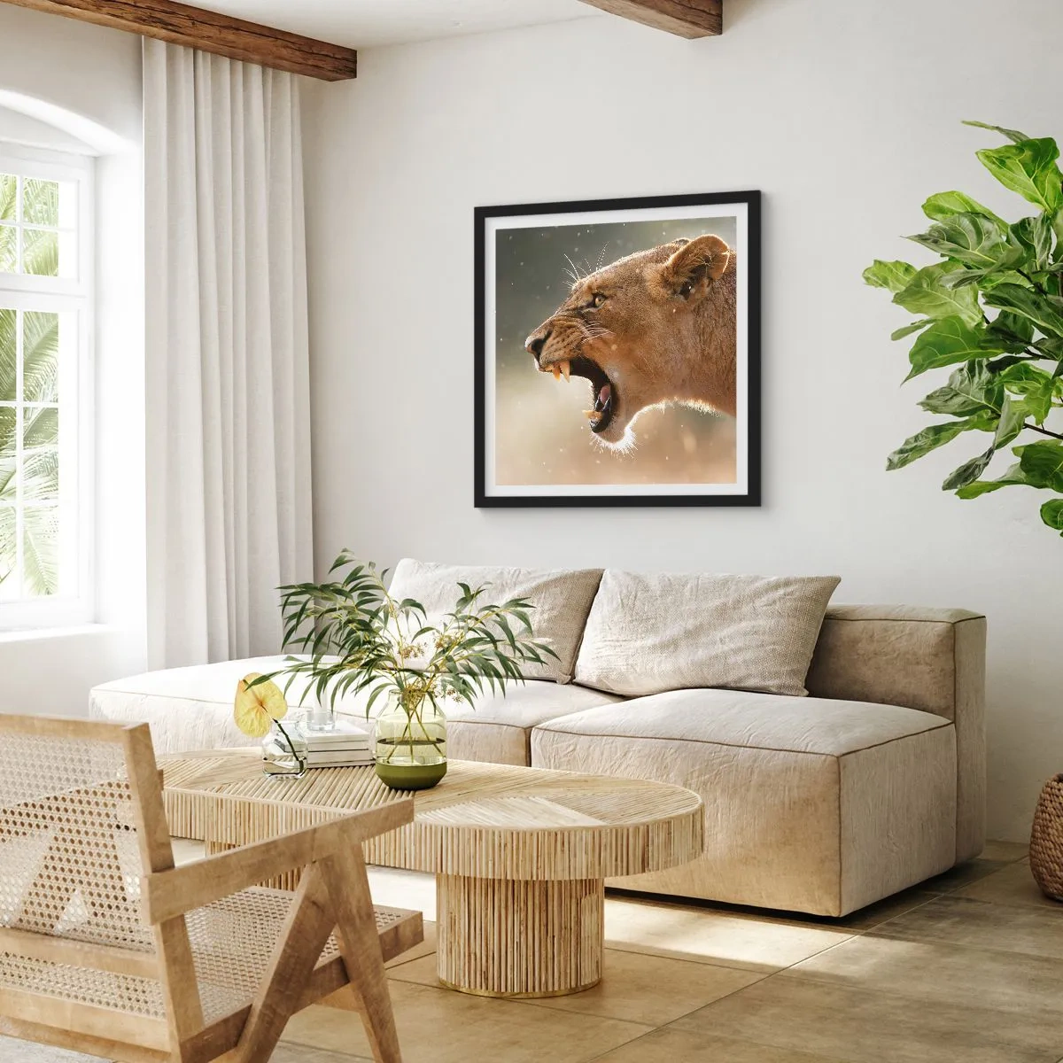 Plakat w czarnej ramie - Spróbuj nie posłuchać - 60x60 cm