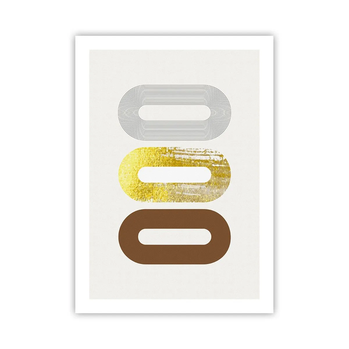 Plakat - Geometryczne formy w odcieniach złota, brązu i szarości - 50x70cm - Ooo! - Nowoczesna dekoracja ścienna do salonu, kuchni i sypialni ARTTOR