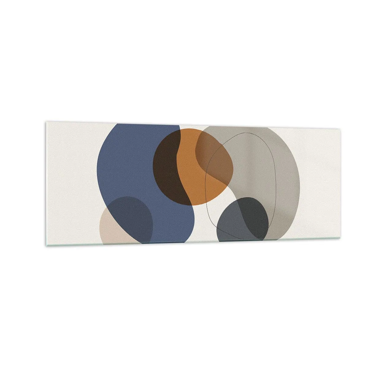 Obraz na szkle - Abstrakcyjne kolorowe formy w odcieniach niebieskiego i brązu - 140x50cm - Krople barw - Nowoczesna dekoracja ścienna do salonu i sypialni ARTTOR