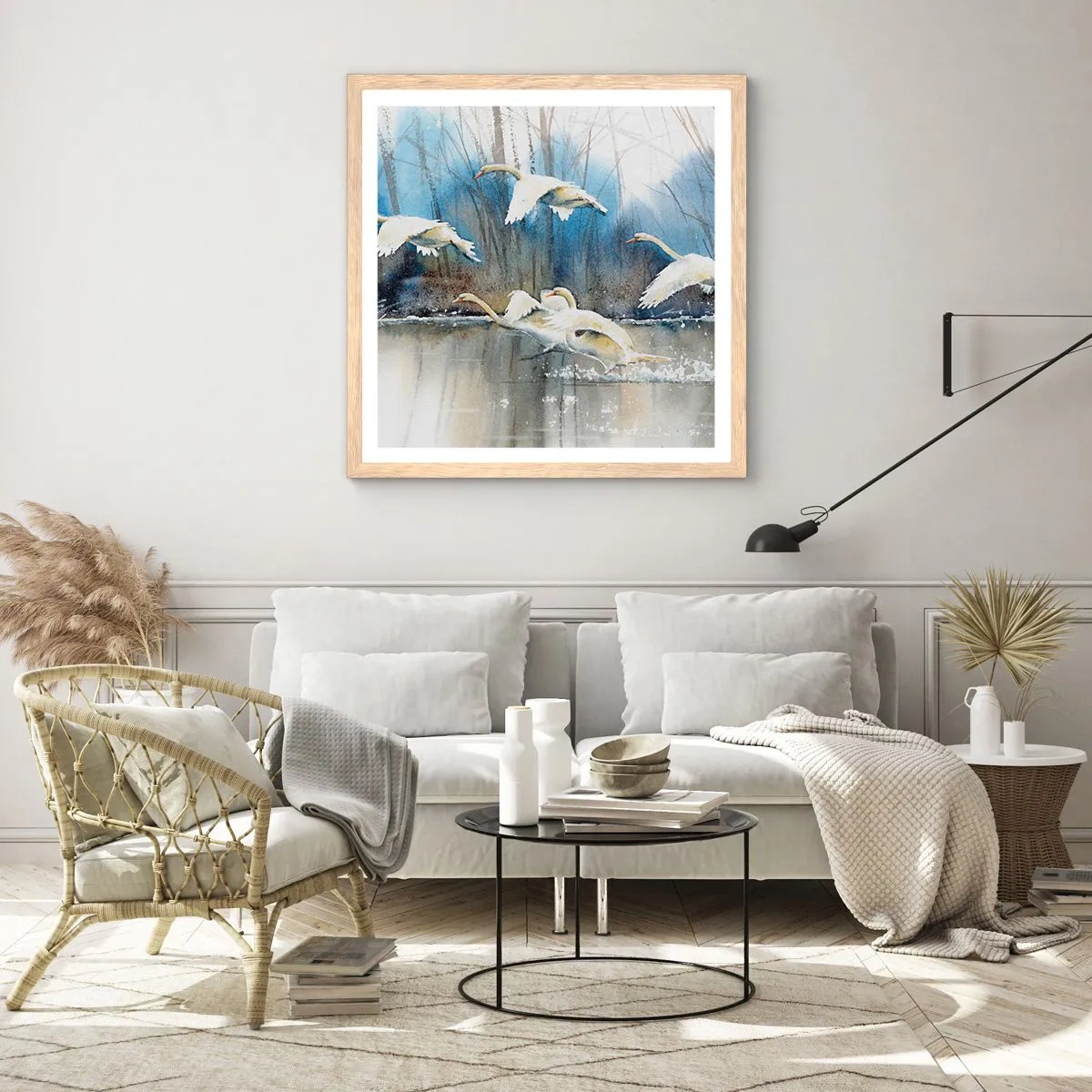 Plakat w ramie jasny dąb - Jak w baśni o dzikich łabędziach - 30x30 cm