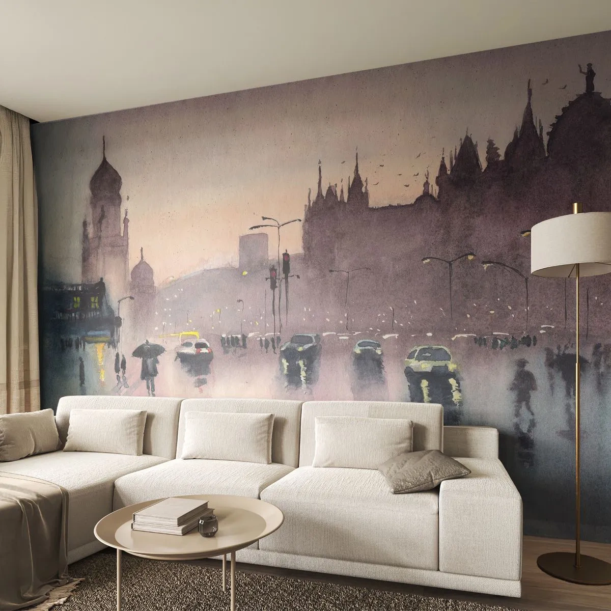 Fototapeta Premium Canvas - W deszczowej mgiełce - Miasto, Architektura, Zabytki - 300x210 cm