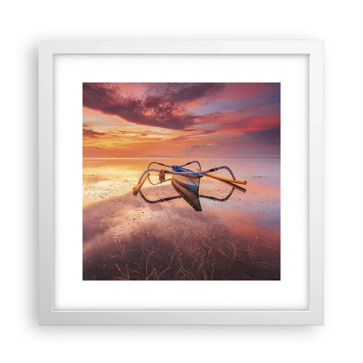 Plakat w białej ramie - Spokój tropikalnego wieczoru - 30x30 cm