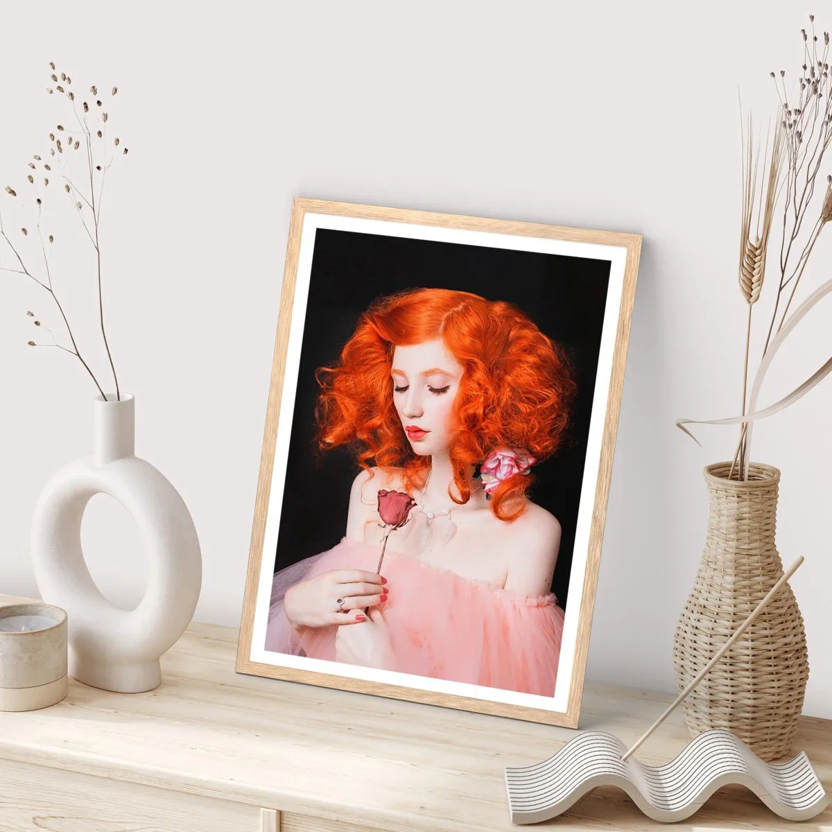 Plakat w ramie jasny dąb - W barokowym stylu - 70x100 cm