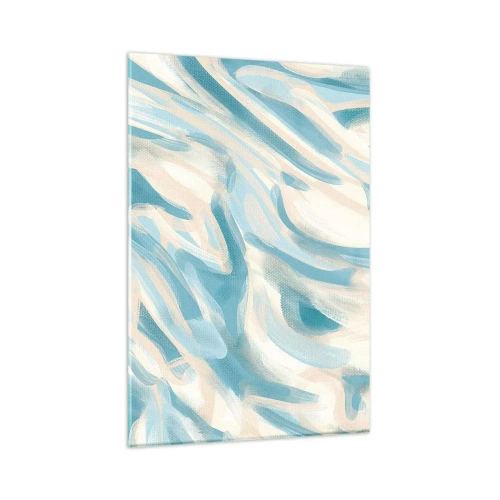 Obraz na szkle - Abstrakcyjne błękitne smugi na jasnym tle - 80x120cm - Wiosenne powiewy - Nowoczesna dekoracja ścienna do salonu i sypialni ARTTOR