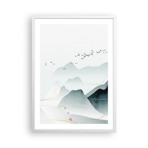 Plakat w białej ramie - Ponad szczytami - 50x70 cm