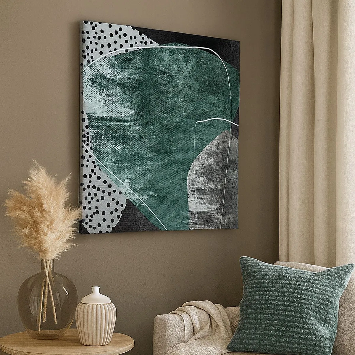 Obraz na płótnie - Barwna abstrakcja z płatkiem złota - 30x30 cm