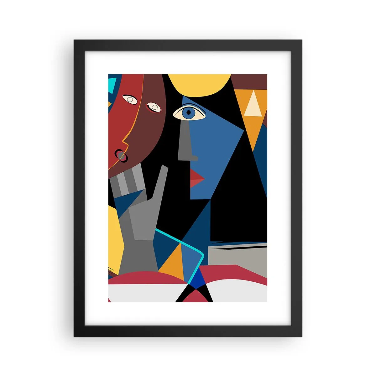 Plakat w czarnej ramie - Rozmowa kubistów - 30x40 cm