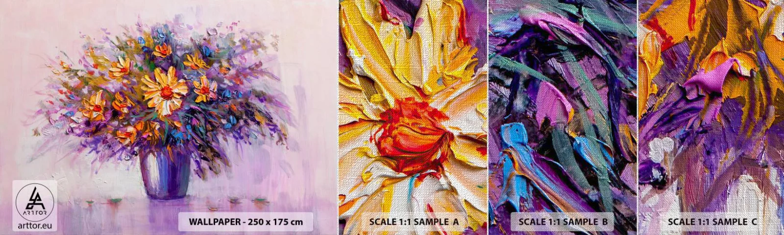 Fototapeta Próbka Premium Canvas - Słodko pachnie, słodko wygląda - Kwiaty W Wazonie, Sztuka, Bukiet Kwiatów - 100x30 cm