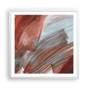 Plakat w białej ramie - Abstrakcja jesienna i wietrzna - 60x60 cm