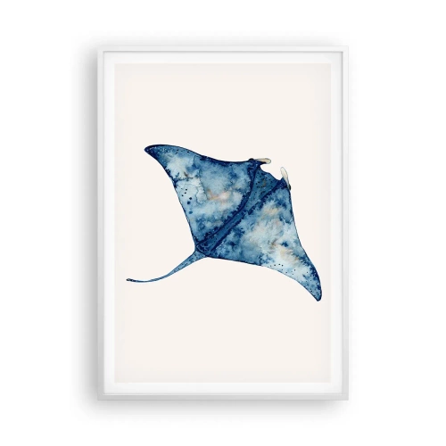 Plakat w białej ramie - Życie w błękicie - 70x100 cm