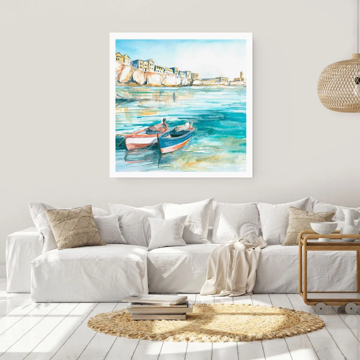 Plakat - Pejzaż w lazurze - 40x40 cm