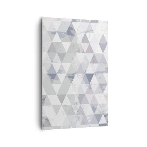 Obraz na płótnie - Geometryczny wzór z trójkątów w pastelowych odcieniach - 80x120cm - W rytmie na trzy - Nowoczesna dekoracja ścienna do salonu i sypialni ARTTOR