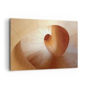 Obraz na płótnie - Abstrakcyjna spirala w odcieniach drewna i jasnego brązu - 100x70cm - Architektoniczna serpentyna - Nowoczesna dekoracja ścienna do salonu, kuchni i sypialni ARTTOR