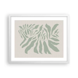 Plakat w białej ramie - Szmaragdowa gałązka - 50x40 cm