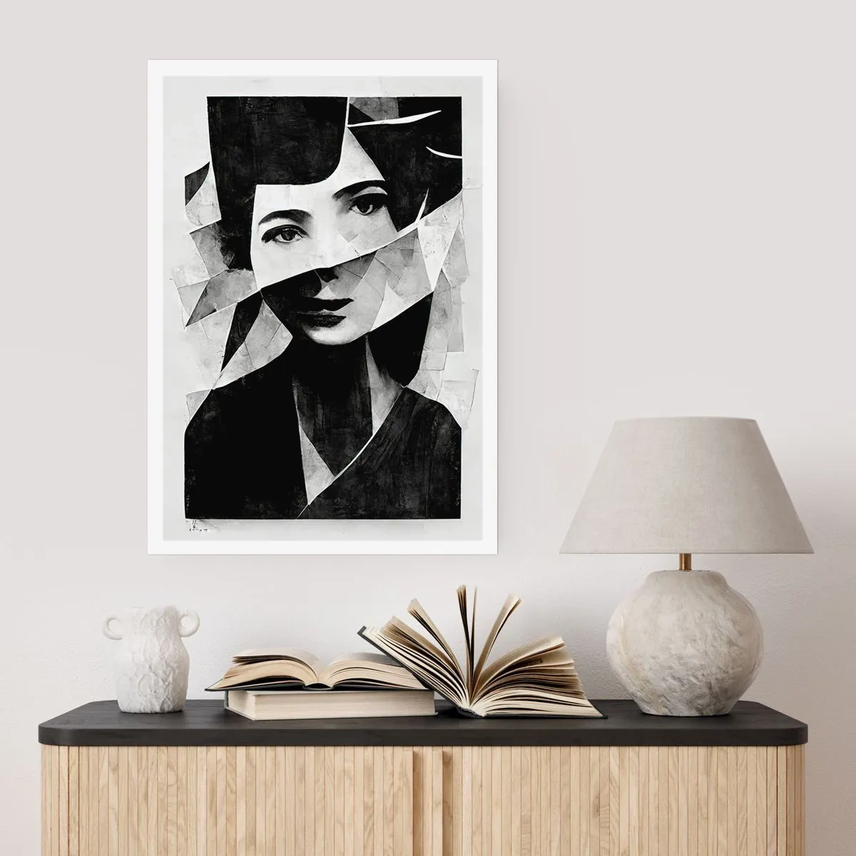 Plakat - Portret kobiety w abstrakcyjnej kompozycji - 50x70cm - Naprawdę jaka jesteś… - Nowoczesna dekoracja ścienna do salonu, kuchni i sypialni ARTTOR