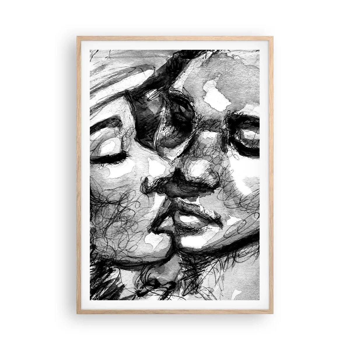 Plakat w ramie jasny dąb - Czuła chwila - 70x100 cm