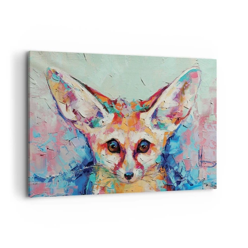 Obraz na płótnie - Kolorowy portret fenka w stylu malarstwa ekspresyjnego - 100x70cm - Jesteście na mnie gotowi? - Nowoczesna dekoracja ścienna do salonu, kuchni i sypialni ARTTOR