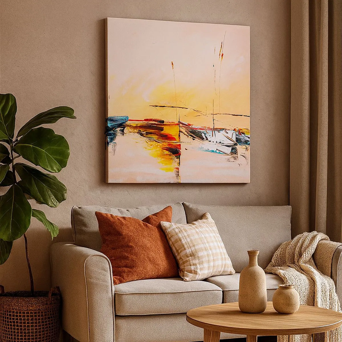 Obraz na płótnie - Wieczór w przystani - 30x30 cm