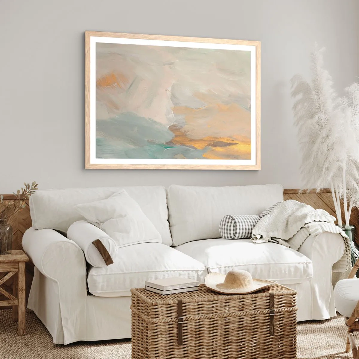 Plakat w ramie jasny dąb - Abstrakcja – kraina łagodności - 100x70 cm