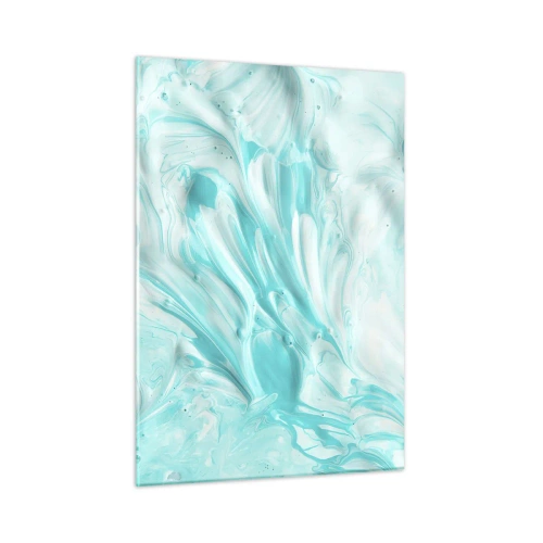 Obraz na szkle - Abstrakcyjne niebiesko-białe wzory przypominające ruch fal - 50x70cm - Na zawsze razem - Nowoczesna dekoracja ścienna do salonu, kuchni i sypialni ARTTOR