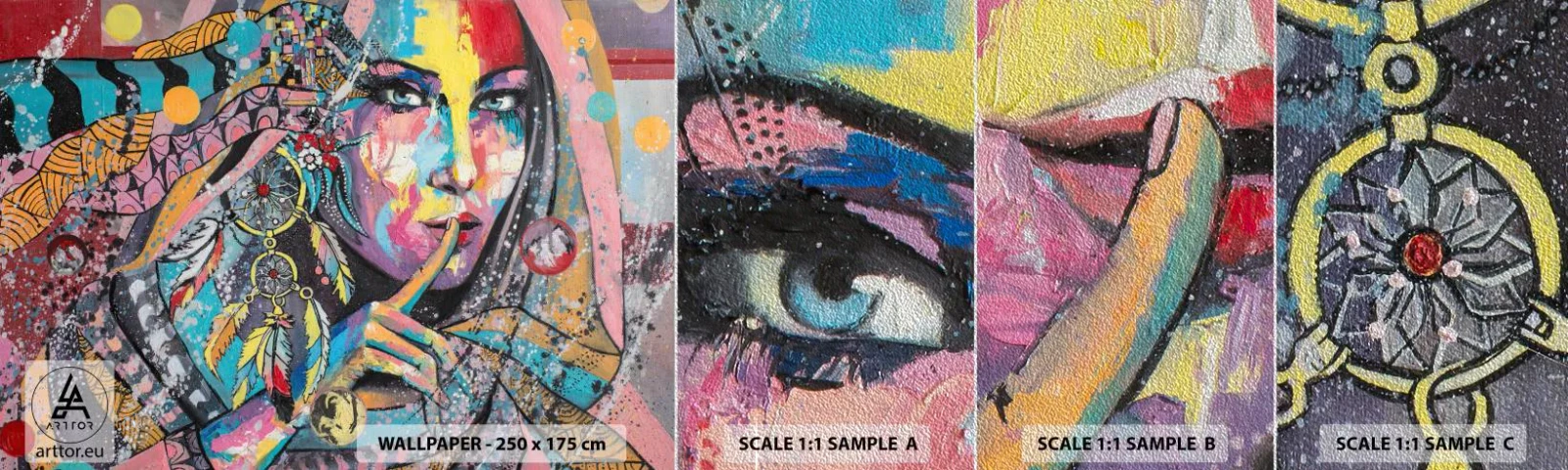 Fototapeta Próbka Premium Sand - Milcz, aż zrozumiesz - Kobieta, Portret Kobiety, Boho - 100x30 cm