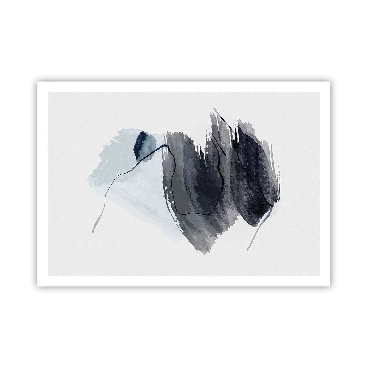 Plakat - Abstrakcyjna kompozycja w odcieniach szarości i błękitu - 100x70cm - Intensywność i ruch - Nowoczesna dekoracja ścienna do salonu i sypialni ARTTOR