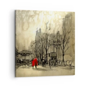 Obraz na płótnie - Randka w londyńskiej mgle  - 60x60 cm