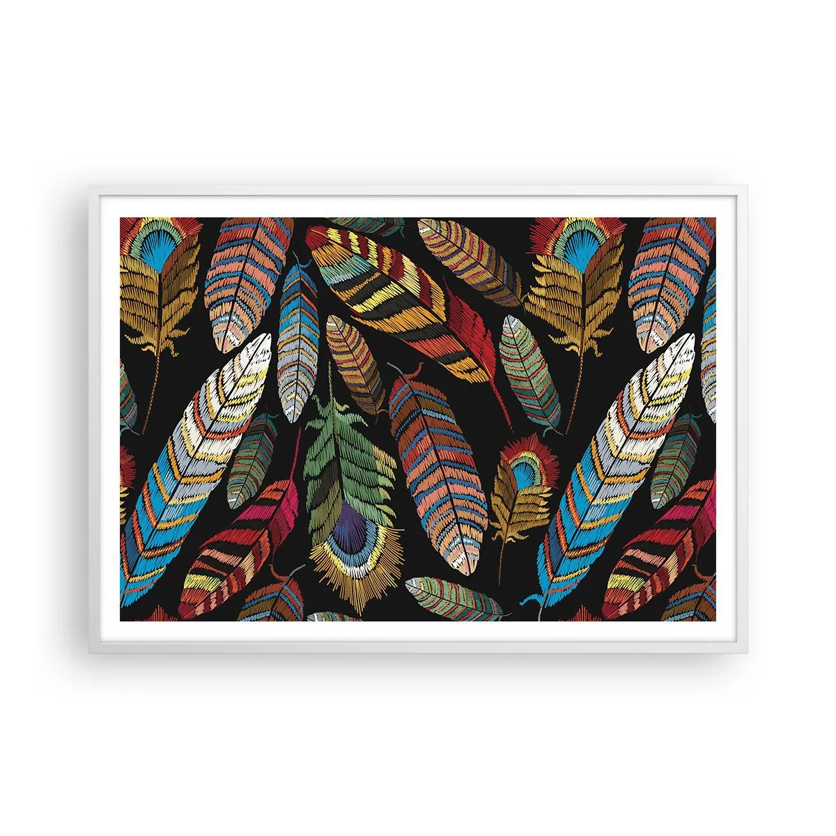 Plakat w białej ramie - Ptasi karnawał - 100x70 cm