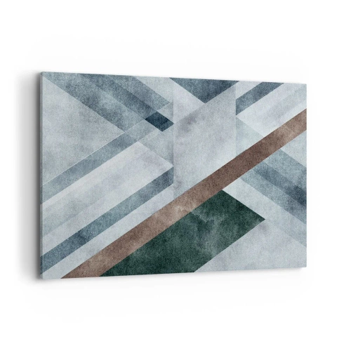 Obraz na płótnie - Geometryczne formy w chłodnych odcieniach błękitu i brązu - 120x80cm - Wyszukana elegancja geometrii - Nowoczesna dekoracja ścienna do salonu, kuchni i sypialni ARTTOR