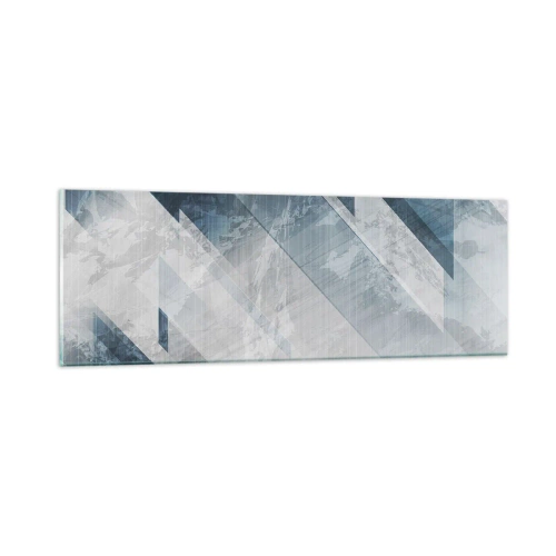 Obraz na szkle - Kompozycja przestrzenna – ruch szarości - 90x30 cm