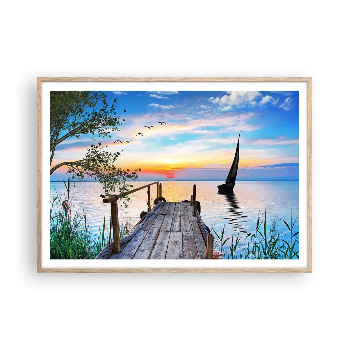 Plakat w ramie jasny dąb - Dobry wieczór - 100x70 cm