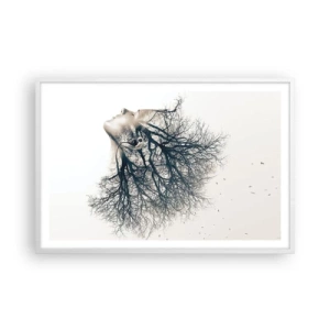 Plakat w białej ramie - Zasłuchana w szept drzewa - 91x61 cm