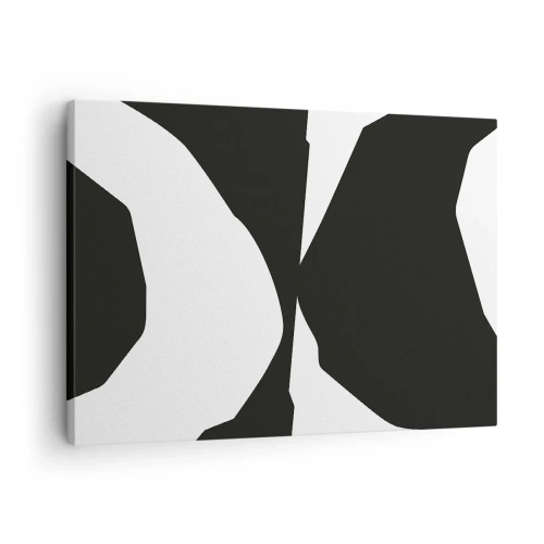Obraz na płótnie - Abstrakcyjny kontrastowy wzór w czerni i bieli - 70x50cm - Pozytyw -negatyw - Nowoczesna dekoracja ścienna do salonu i sypialni ARTTOR