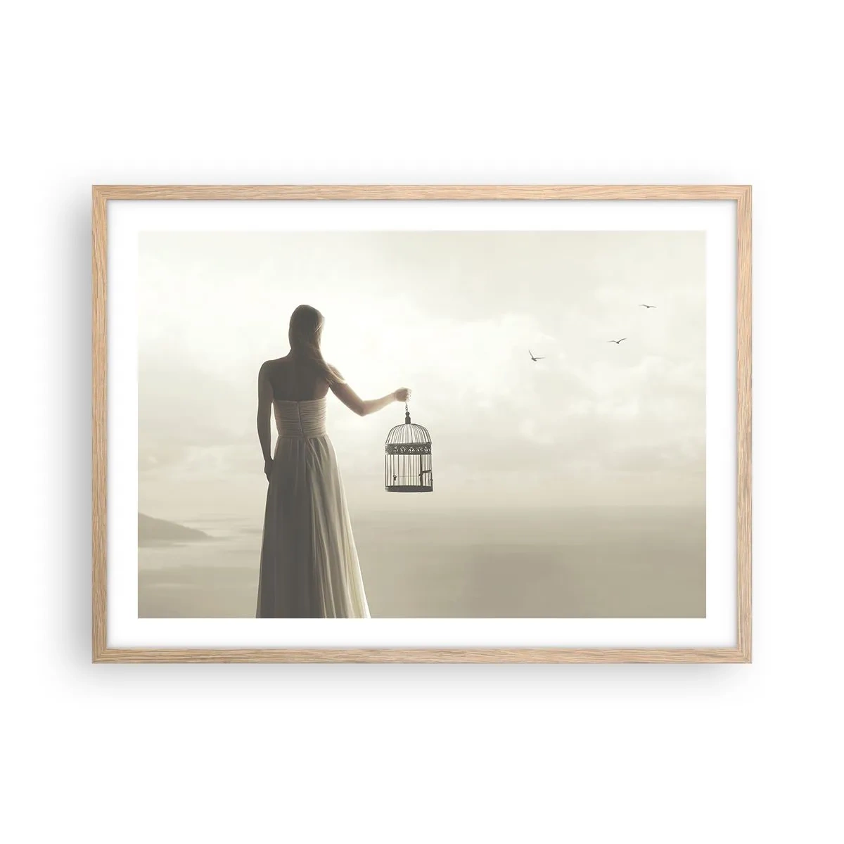 Plakat w ramie jasny dąb - Bądź wolna - 70x50 cm