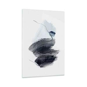Obraz na szkle - Abstrakcyjna kompozycja w odcieniach szarości i błękitu - 80x120cm - Intensywność i ruch - Nowoczesna dekoracja ścienna do salonu i sypialni ARTTOR