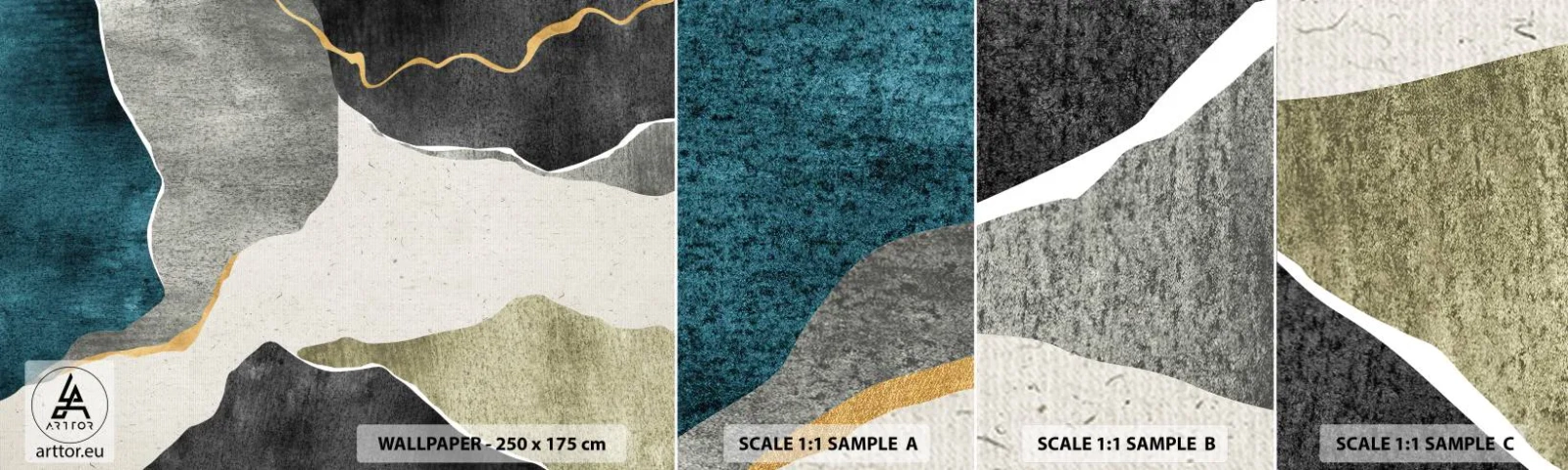 Fototapeta Próbka Standard Eco - Mozaikowa kompozycja z nitką złota - Abstrakcjonizm, Art Deco, Sztuka - 100x30 cm