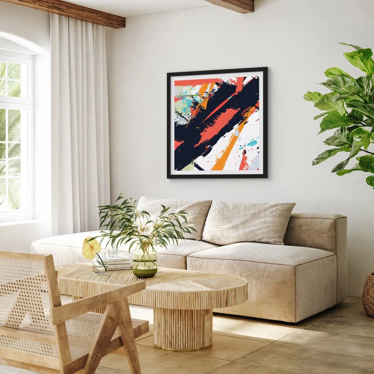 Plakat w czarnej ramie - Kompozycja dynamiczna - 50x50 cm