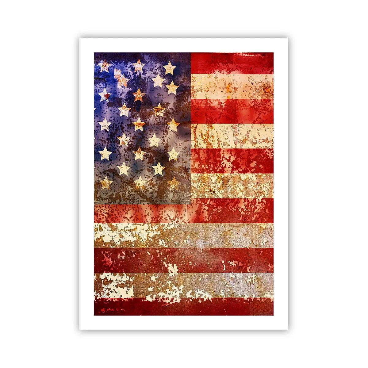 Plakat - Flaga USA w stylu vintage z efektem postarzenia - 50x70cm - Chwała nie przemija - Nowoczesna dekoracja ścienna do salonu, kuchni i sypialni ARTTOR