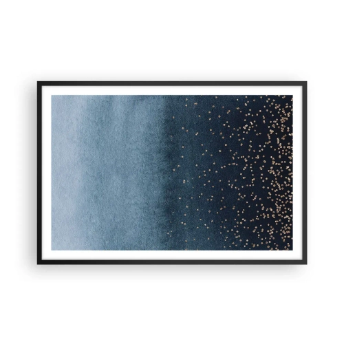 Plakat w czarnej ramie - Kompozycja – niebieskie fazy - 91x61 cm